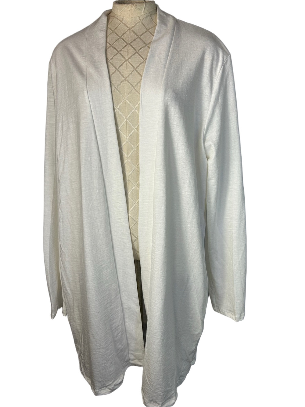Spirit Jersey White Long Sleeve Open Front Cardigan With Pockets Size XL New
